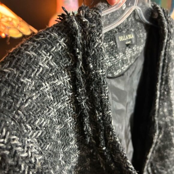 Chic Black and White Tweed Blazer XL - Picture 8 of 12